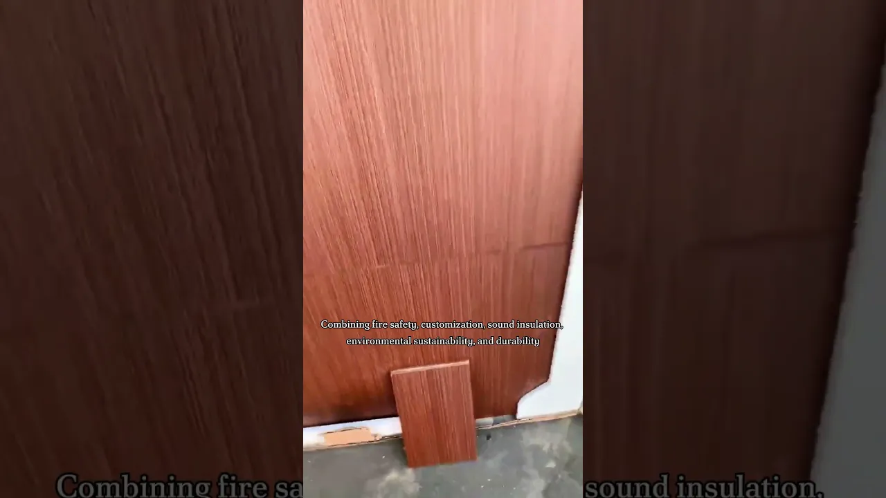 Elegant Wooden Fire Door with a modern design, showcasing safety and style in a contemporary home setting.
