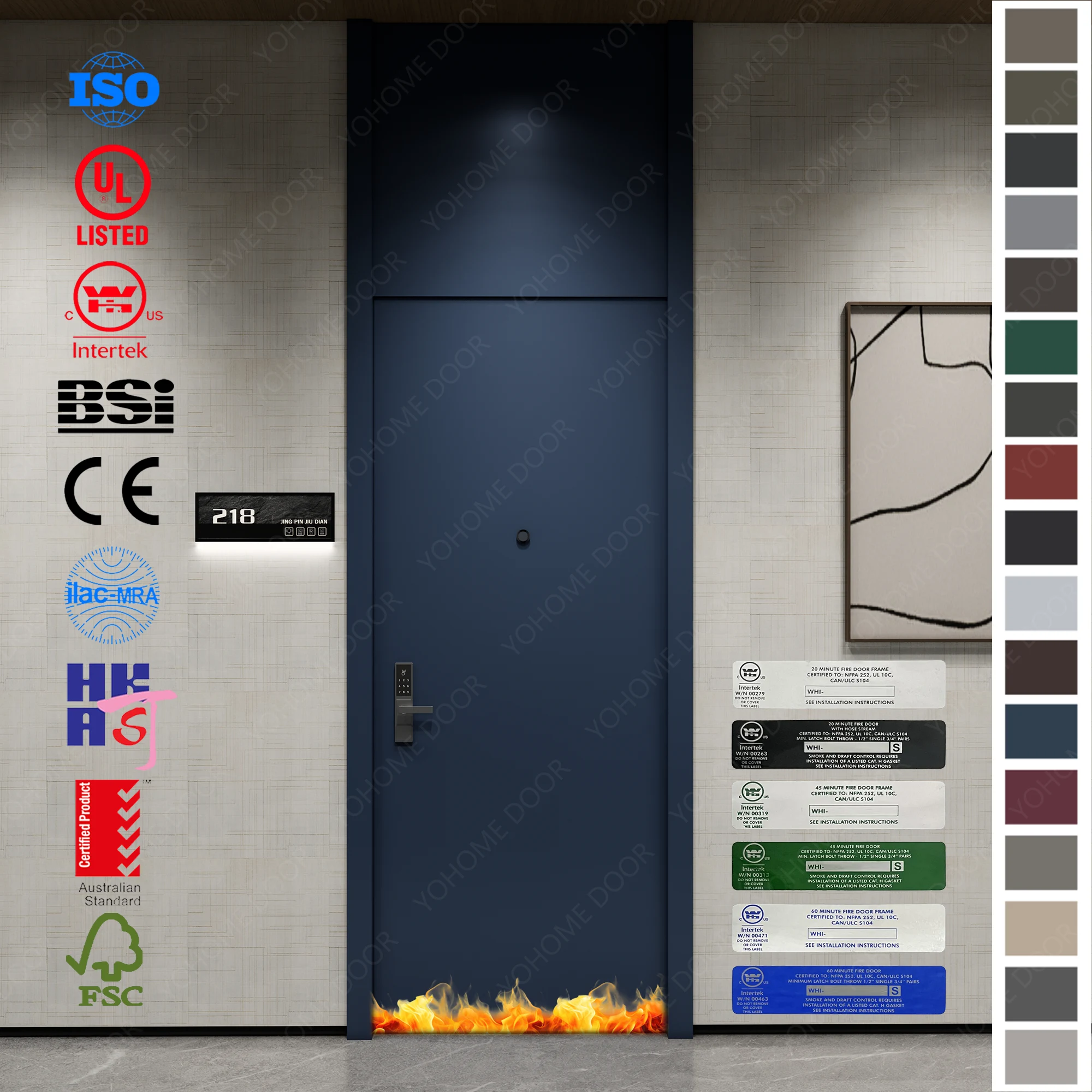 Upgrade hotel projects with Fire Rated Door systems certified for the USA.