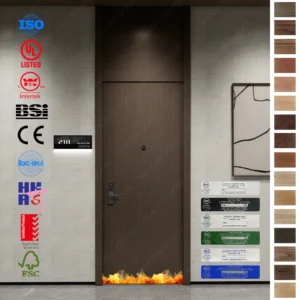 EN FD60 certified Fire Rated Door with refined wood design.