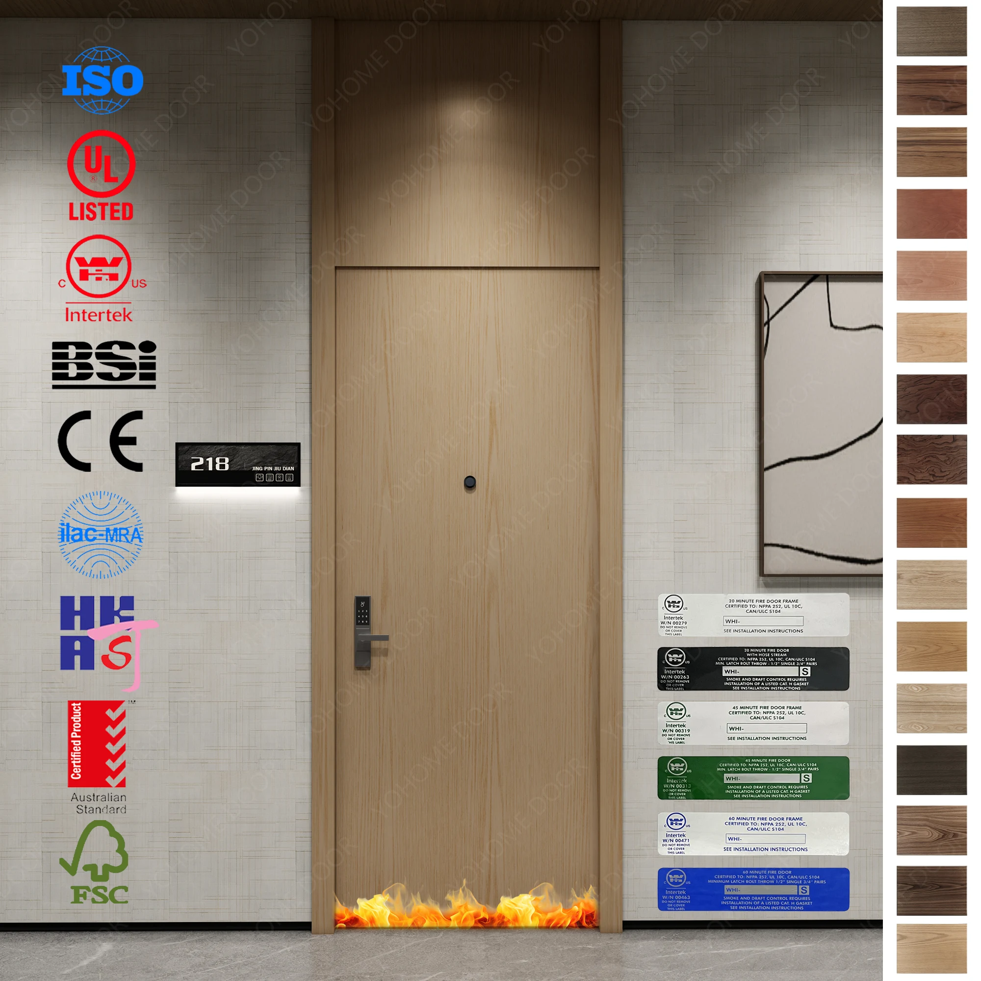 China wooden door manufacturer specializing in Fire Rated Door production.