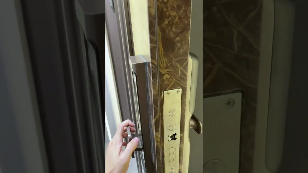 Elegant wooden door design with intricate carvings and a polished finish.