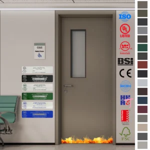 Fire Rated Door crafted to UK PAS24 EI30 standards. Ideal for hospital rooms, featuring a viewing panel.