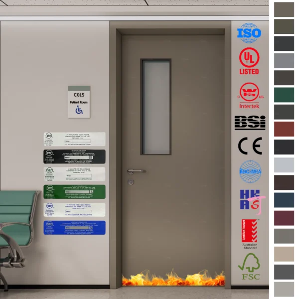 Fire Rated Door crafted to UK PAS24 EI30 standards. Ideal for hospital rooms, featuring a viewing panel.