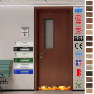 Certified Fire Rated Door for hospital entry, factory direct sale to Saudi Arabia, Oman, Kuwait, and Qatar.