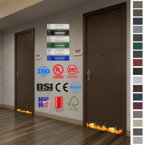 Enhance apartment security with our Hot Sale Brown Oak Door.