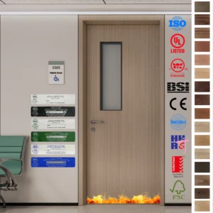 Medical-grade, UL WH-certified wood doors designed for operation rooms, combining safety, fire resistance, and superior quality.