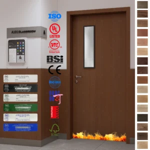 High-end wood school classroom doors crafted by China’s top manufacturer, blending safety with elegance.