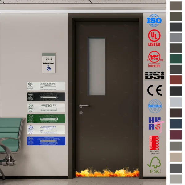 Premium EW30, EW60, EW90 WPC fire-resistant doors for hospital patient rooms. Europe certified, offering exceptional safety and durability.