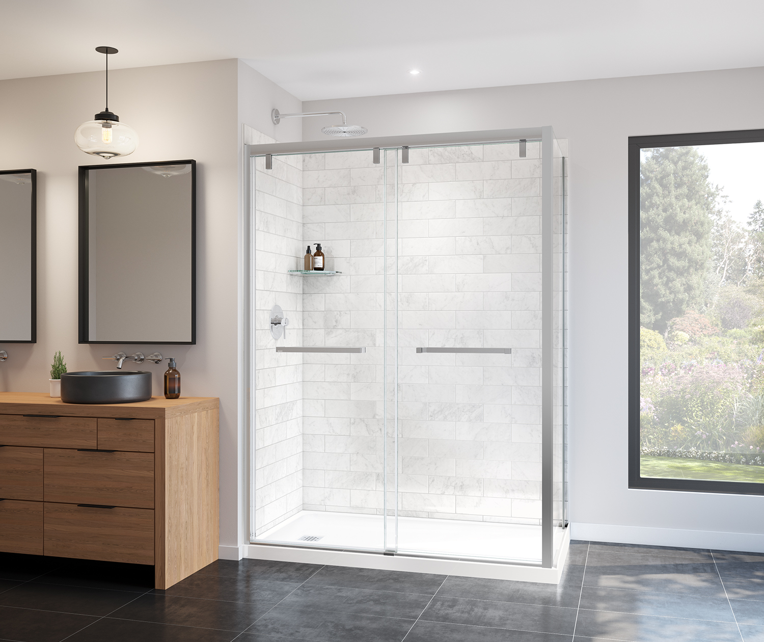 Contemporary bathroom door in a rustic design, blending modern and vintage styles.