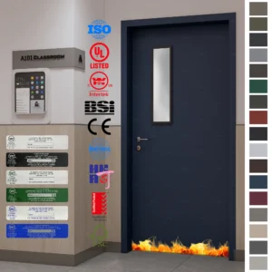 Custom deep blue painted Fire Rated Door certified by Australia & NZ.