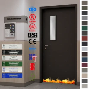 China’s leading wholesale supplier of solid wood school doors with painted black oak veneer, designed for classroom safety.