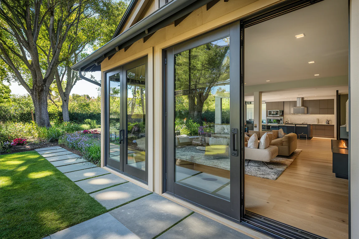 Classic French double doors that brighten up any room with natural light.