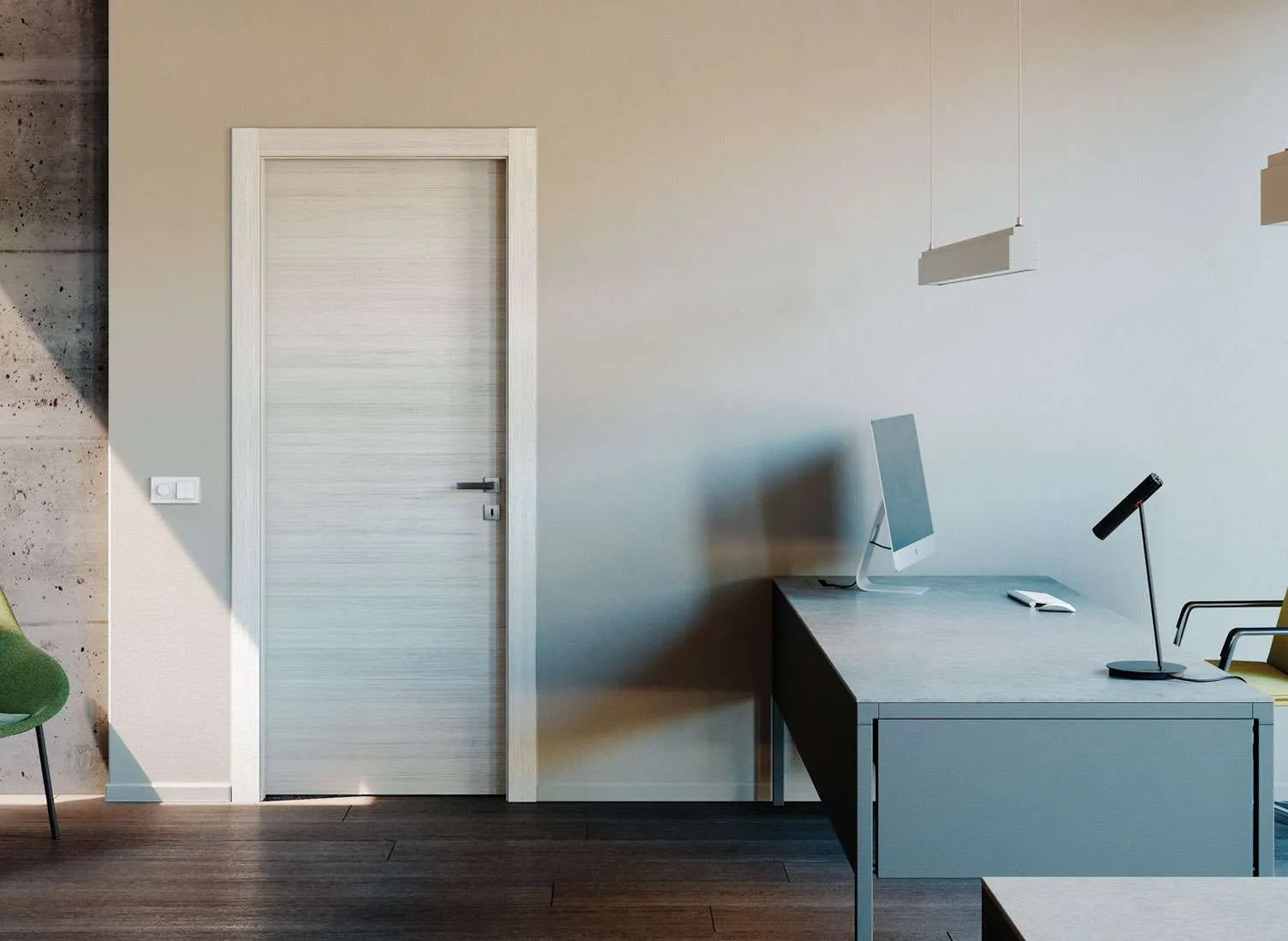 Close-up view of a premium lacquered door with smooth texture and precision craftsmanship.