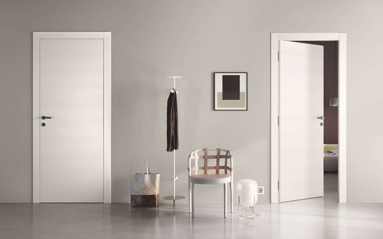 Close-up view of a stylish lacquered door showcasing its high-gloss finish and modern aesthetics.