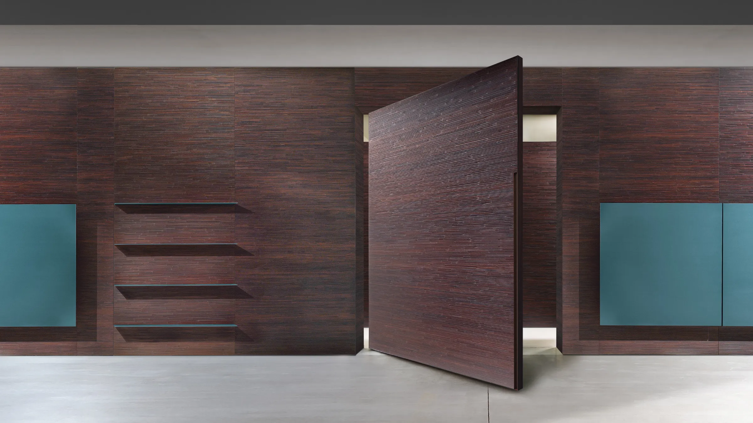 Contemporary glass pivot door showcasing seamless entryway elegance.