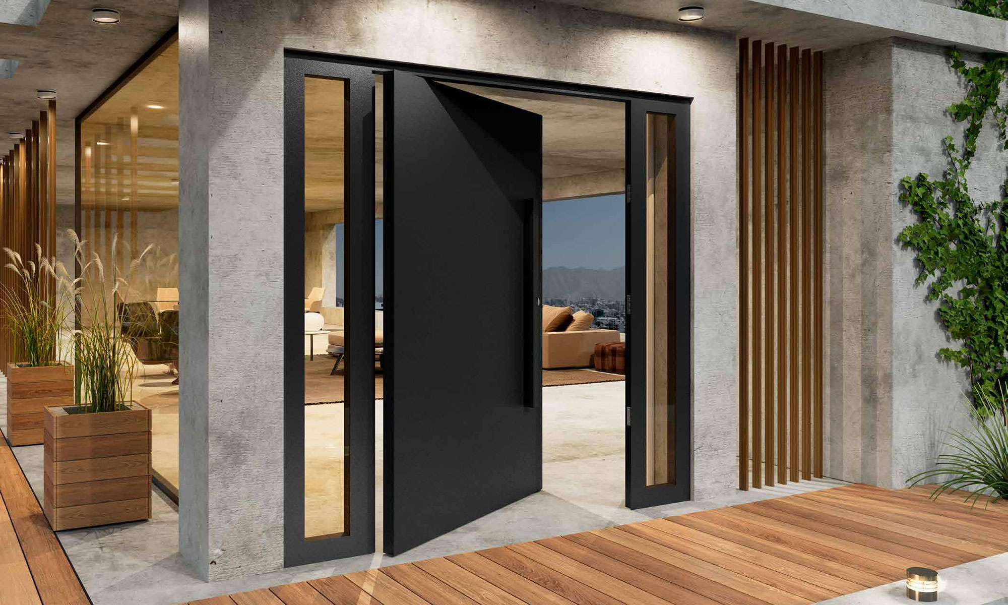 Pivot door in a bright white finish, perfectly complementing a clean and modern interior aesthetic.