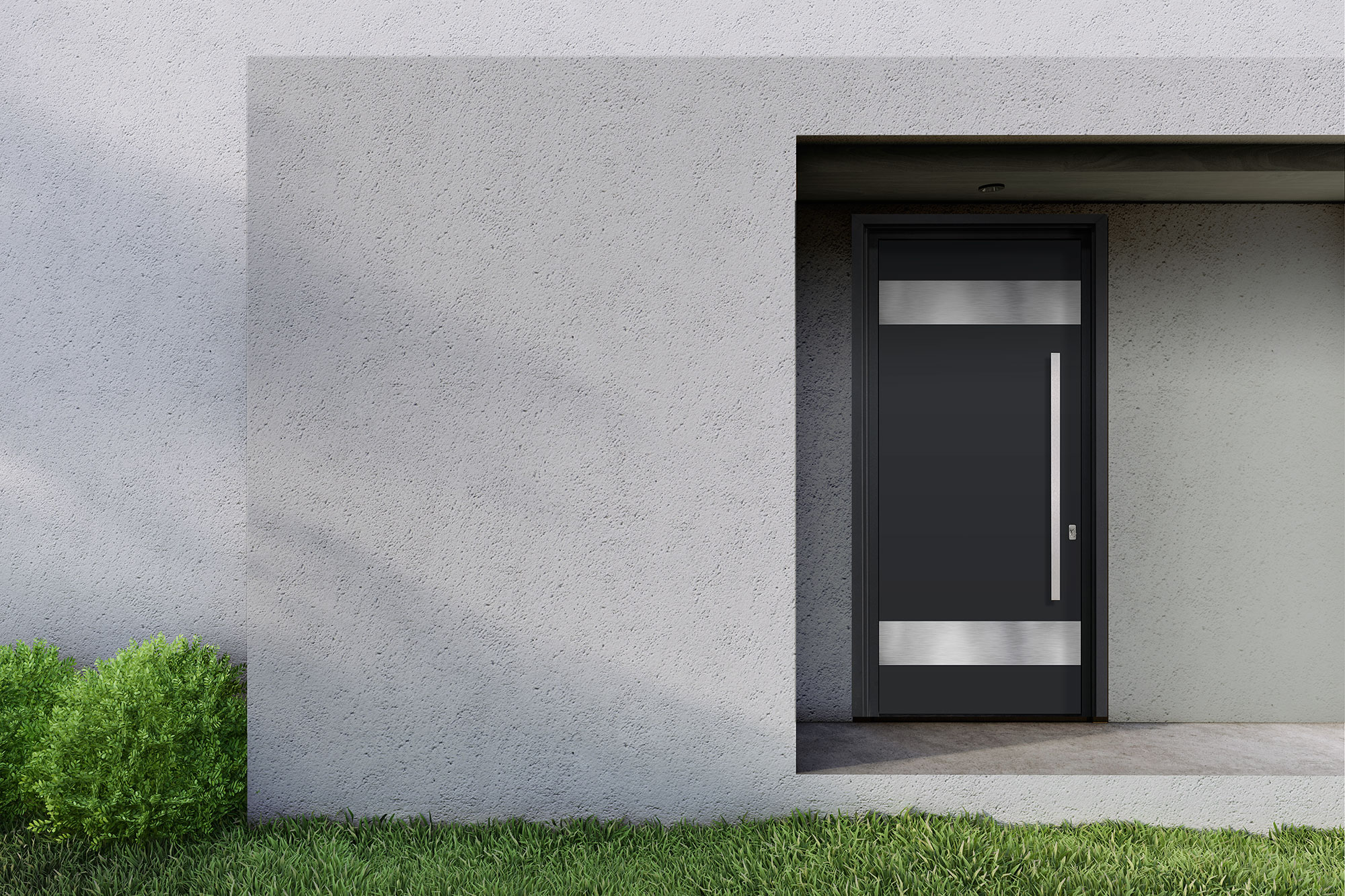 Elegant cast aluminum door with intricate floral patterns, adding a touch of luxury and security to a modern home entrance.