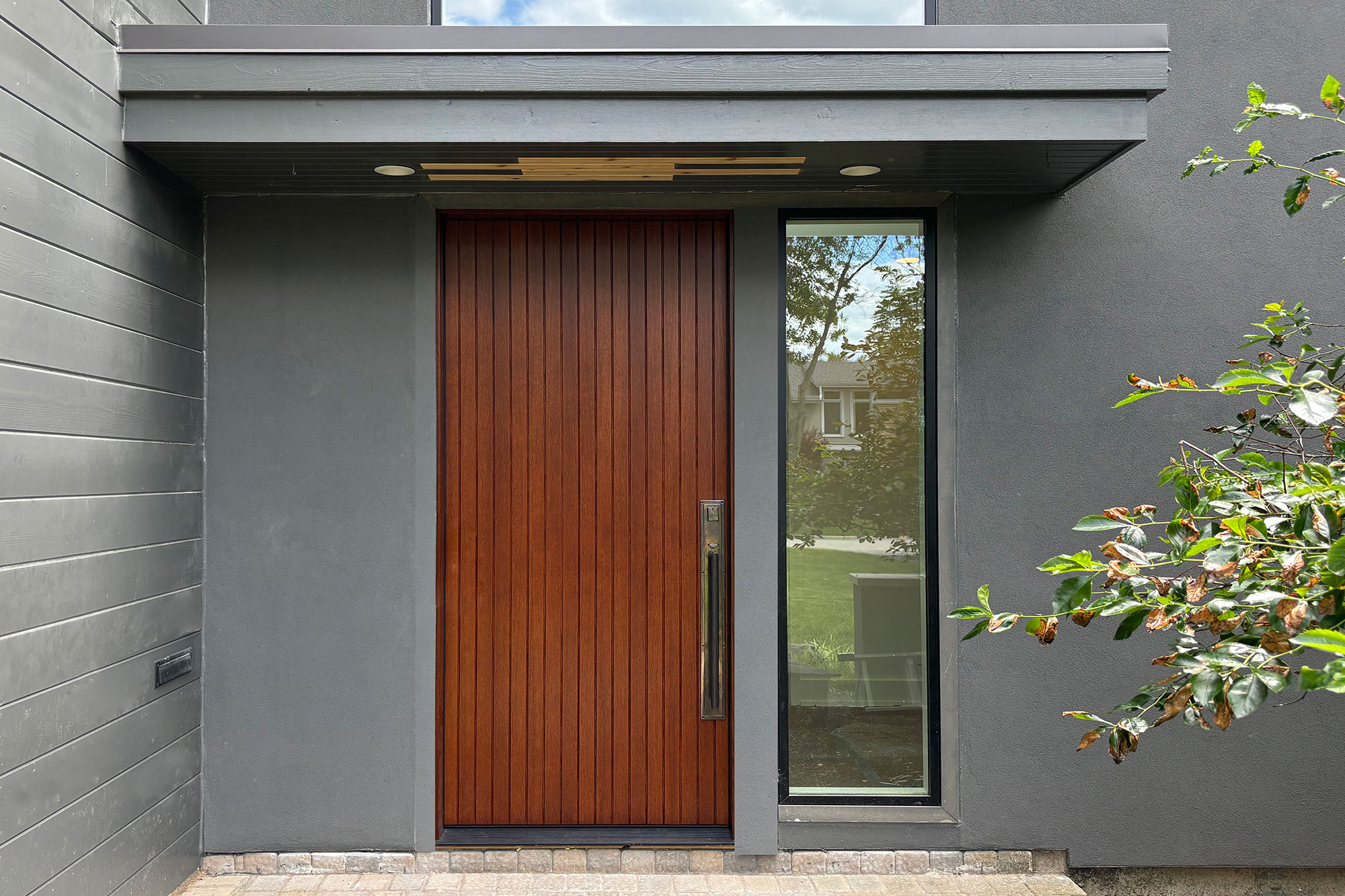 Weather-resistant security door with a sleek frame, perfect for external entryways.