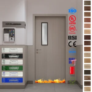 High-quality EN CE BS certified MDF wood fire prevention doors for school classrooms.