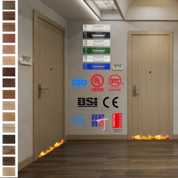 Custom 30, 60, 90-min wood fireproof doors for apartment rooms. Stylish & safe.