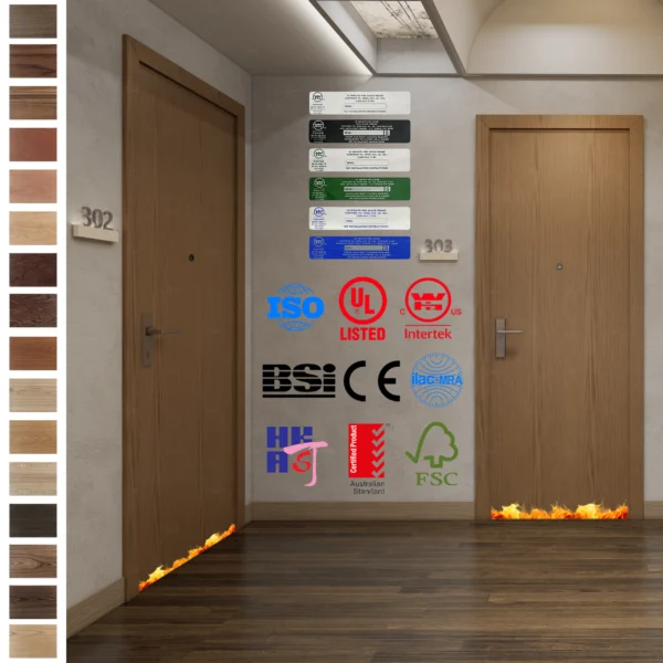 Explore high-quality custom wood doors for condos with fire.