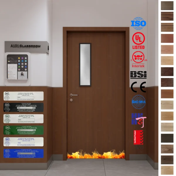 High-quality MDF School Classroom Fire Rated Door, approved in the USA, Canada, and Mexico.