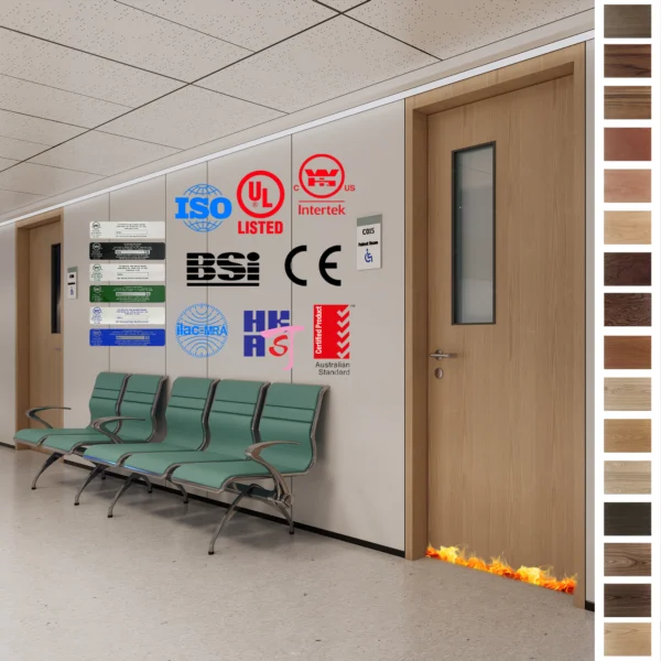 Fire Rated Door: Yohome Oak Fire-Resistant Solution for Hospital Room.