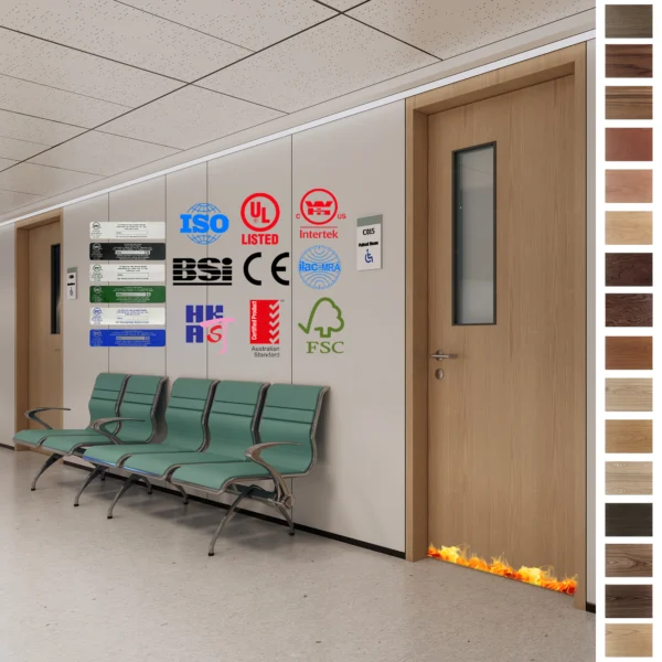 Fire Rated Door: Yohome Oak Fire-Resistant Solution for Hospital Room.