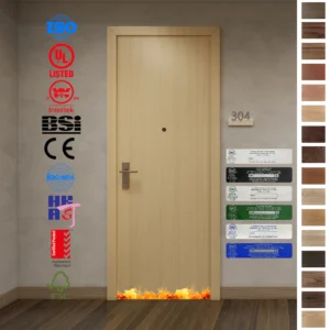 Single leaf wood door, CE & BS EN certified for apartments and guest rooms.