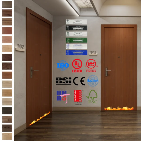 UL WH certified wood door with sound insulation for ultimate fire protection and noise reduction.