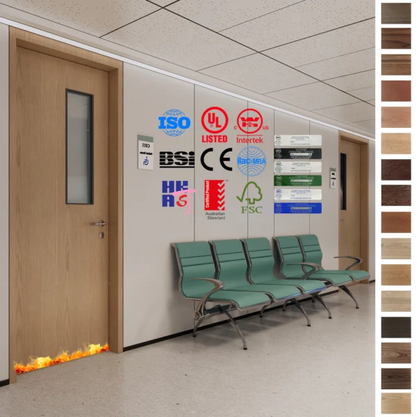 Affordable, luxury fire-rated oak doors, perfect for hospital installations in the Caribbean.