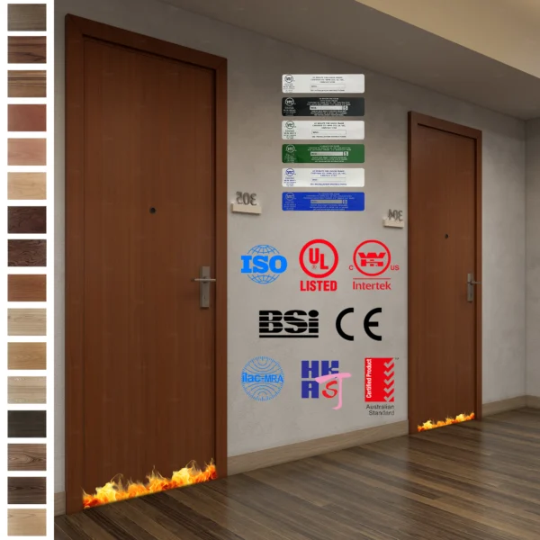Enhance safety with BS EN listed, CE certified fireproof wood doors.