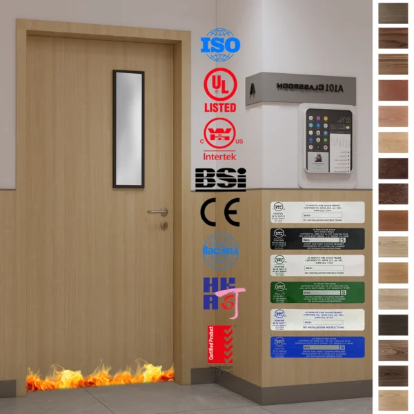 China factory direct, Australia certified timber fire doors with vision panels.