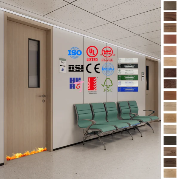 Custom fire rated doors for hospital patient rooms.