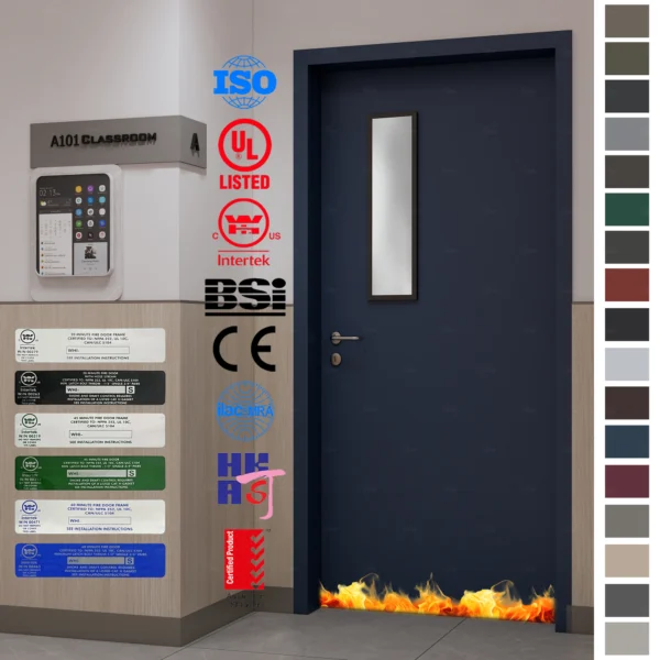 Custom deep blue painted Fire Rated Door certified by Australia & NZ.