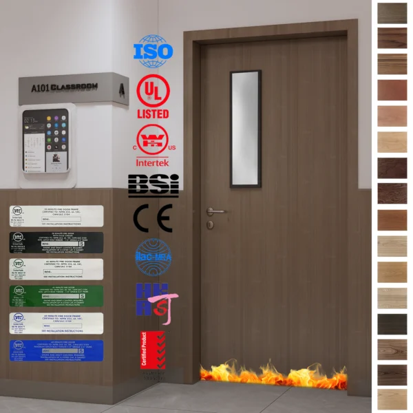 Buy Fire Rated Door for school classrooms. Custom MDF design with UL WH Listing for fire prevention.