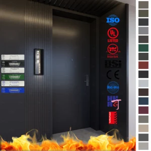Premium natural black walnut wood with fireproof features. Manufactured by China’s top-quality fire door experts for safety and sophistication.