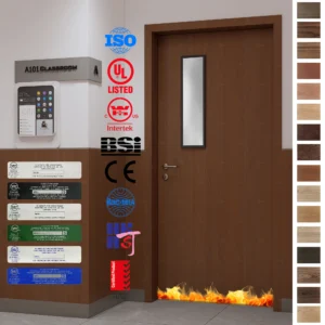 High-end wood school classroom doors crafted by China’s top manufacturer, blending safety with elegance.