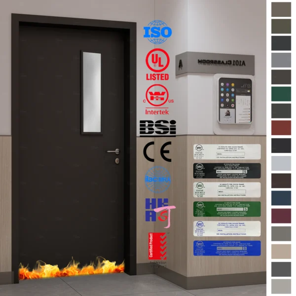 Fire Rated Door supplier offering modern solid wood flat doors for school classrooms.