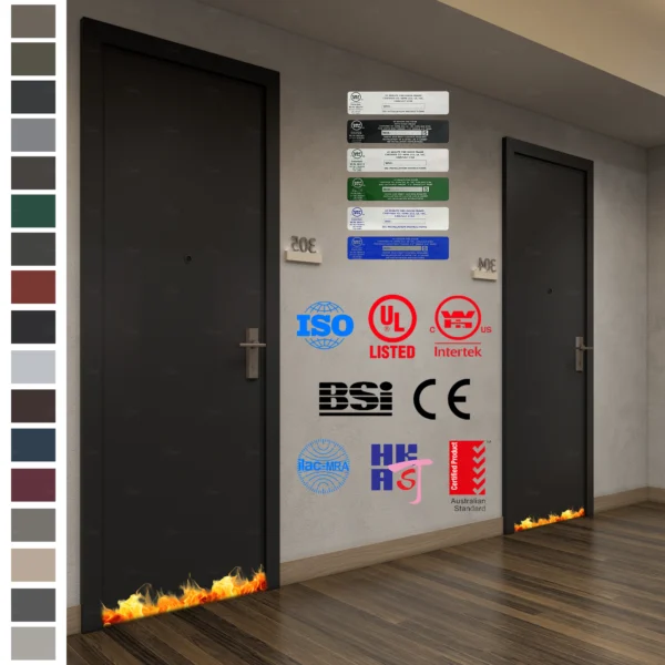 BS CE certified MDF black panel doors for apartments in Europe.