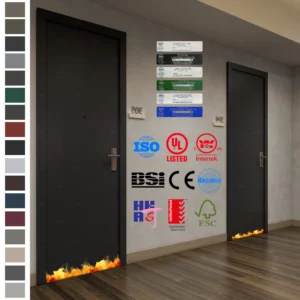BS CE certified MDF black panel doors for apartments in Europe.