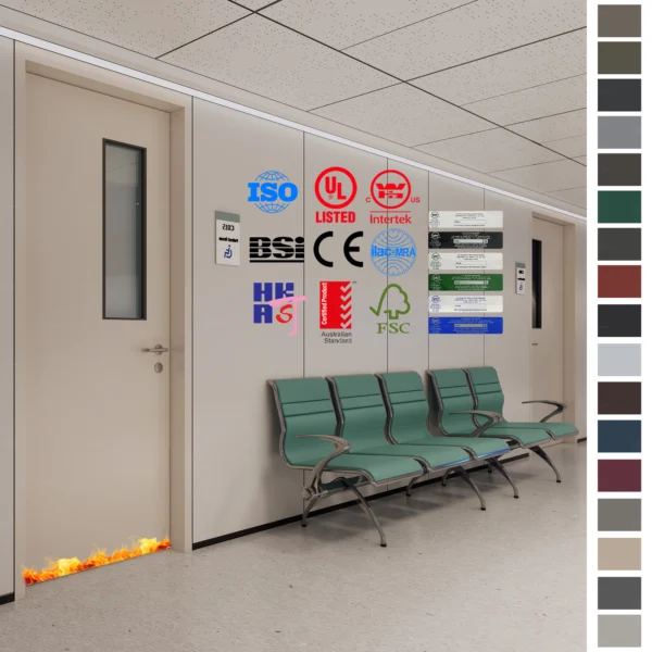 Fire Rated Door with glass viewing panel, UL WH listed.