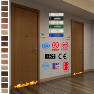 Modern Fire Rated Doors made of waterproof solid wood.