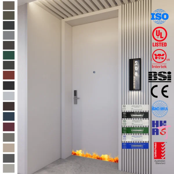 Fire Rated Door for hotel guest rooms, UL listed, wood design.