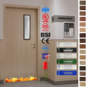 UL certified wooden fire slab door for schools and classrooms.