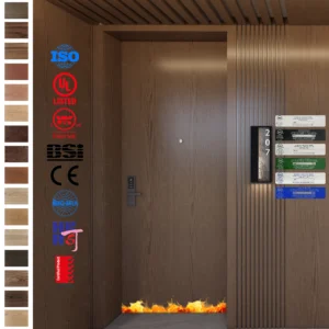 UL WH certified, 20/30/45-minute wood fire-rated doors for hotel rooms.