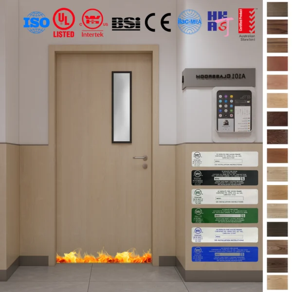 Custom wooden fireproof doors from China factory.