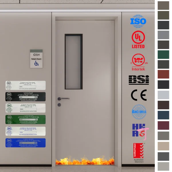 Customized hospital doors for patient rooms and operating rooms.