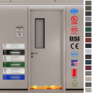 Customized hospital doors for patient rooms and operating rooms.