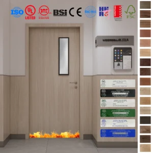 Custom wood fire-rated doors for classrooms.
